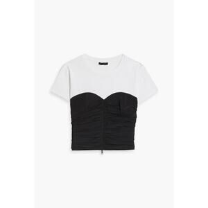 ATM Antjony Thomas Melillo White Black Ruched Silk Corset Bustier Shirt Top 8